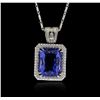Image 1 : 18KT White Gold GIA Certified 16.95ct Tanzanite and Diamond Pendant With Chain