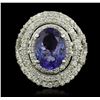 Image 4 : 14KT White Gold 4.67ct Tanzanite and Diamond Ring
