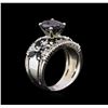 Image 5 : 14KT White Gold 3.26ctw Sapphire and Diamond Ring