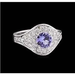 0.90ct Tanzanite and Diamond Ring - 14KT White Gold