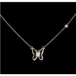 0.03ctw Diamond Butterfly Necklace - 14KT Yellow Gold