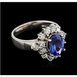 14KT White Gold 1.92ct Tanzanite and Diamond Ring