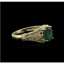 14KT Yellow Gold 1.19ct Emerald and Diamond Ring