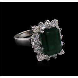 4.36ct Emerald and Diamond Ring - 14KT White Gold