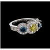 Image 1 : 2.24ctw Yellow and Blue Diamond Ring - 14KT White Gold