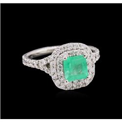 0.92ct Emerald and Diamond Ring - 14KT White Gold