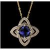 Image 1 : 14KT Yellow Gold 2.62ct Tanzanite and Diamond Pendant with Chain