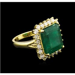 8.30ct Emerald and Diamond Ring - 18KT Yellow Gold