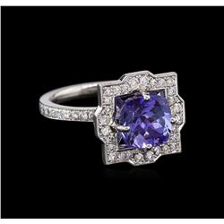 3.32ct Tanzanite and Diamond Ring - Platinum