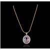 Image 4 : 14KT Yellow Gold GIA Certified 59.31ct Kunzite and Diamond Pendant With Chain