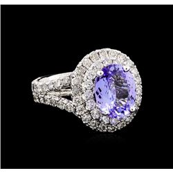 3.66ct Tanzanite and Diamond Ring - 14KT White Gold