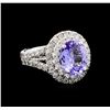 Image 1 : 3.66ct Tanzanite and Diamond Ring - 14KT White Gold