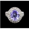 Image 2 : 3.66ct Tanzanite and Diamond Ring - 14KT White Gold