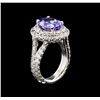 Image 4 : 3.66ct Tanzanite and Diamond Ring - 14KT White Gold