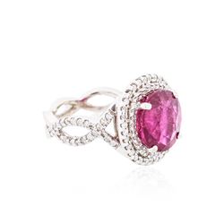 18KT White Gold 6.08ct Rubellite and Diamond Ring