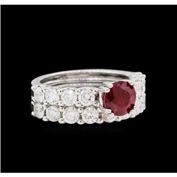 14KT White Gold 1.62ct Ruby and Diamond Wedding Set