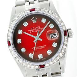 Rolex Stainless Steel Diamond and Ruby DateJust Men's Watch