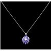 Image 3 : 14KT White Gold 3.96ctw Tanzanite and Diamond Pendant With Chain