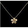 Image 1 : 0.10ct Diamond Flower Pendant With Chain - 14KT Yellow Gold