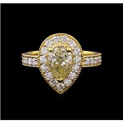 2.20ctw Fancy Yellow Diamond Ring - 14KT Yellow Gold