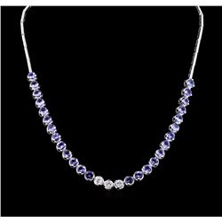 14KT White Gold 12.74ctw Tanzanite and Diamond Necklace