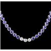 Image 2 : 14KT White Gold 12.74ctw Tanzanite and Diamond Necklace