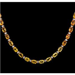 36.80ctw Multi Color Sapphire and Diamond Necklace - 14KT Yellow Gold