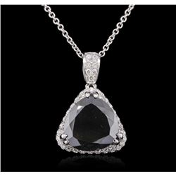 14KT White Gold 6.68ctw Black Diamond Pendant With Chain