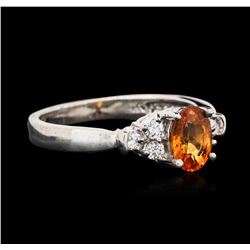 14KT White Gold 1.09ct Spessartite and Diamond Ring