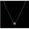 Image 2 : 1.00ct Emerald and Diamond Pendant With Chain - 14KT White Gold