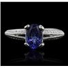 Image 2 : 14KT White Gold 1.39ct Tanzanite and Diamond Ring