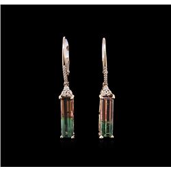 4.00ctw Bi-Color Tourmaline and Diamond Earrings - 14KT Rose Gold