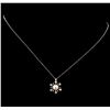 Image 2 : Pearl and Diamond Snowflake Pendant With Chain - 14KT White Gold