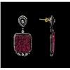 Image 2 : 20.00ctw Pink Sapphire and Diamond Earrings - 14KT Two-Tone Gold