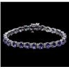 Image 1 : 12.30ctw Tanzanite and Diamond Bracelet - 14KT White Gold