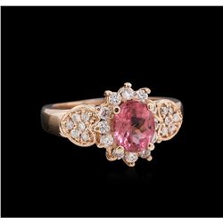 1.15ct Pink Tourmaline and Diamond Ring - 14KT Rose Gold