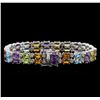 Image 2 : 24.00ctw Multi Gemstone and Diamond Bracelet - 14KT White Gold
