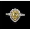 Image 2 : 1.08ctw Yellow Diamond Ring - 14KT White Gold