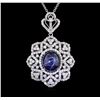 Image 3 : 23.38ct Blue Star Sapphire and Diamond Pendant With Chain - 14KT White Gold