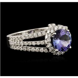 14KT White Gold 1.56ct Tanzanite and Diamond Ring