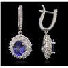 Image 2 : 14KT White Gold 4.36ctw Tanzanite and Diamond Earrings