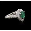 Image 1 : 18KT White Gold 0.98ct Emerald and Diamond Ring