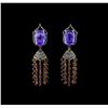 Image 1 : 23.40ctw Multi Gemstone and Diamond Earrings - 14KT Two-Tone Gold