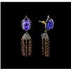 Image 2 : 23.40ctw Multi Gemstone and Diamond Earrings - 14KT Two-Tone Gold