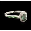 Image 1 : 14KT White Gold 0.79ct Alexandrite, Tsavorite and Diamond Ring