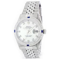 Rolex Stainless Steel 1.00ctw Diamond and Sapphire DateJust Men's Watch