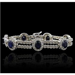 14KT White Gold 8.54ctw Sapphire and Diamond Bracelet