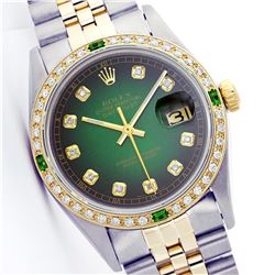 Rolex Two-Tone Diamond and Emerald DateJust Men's Watch