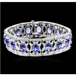 14KT White Gold 21.12ctw Tanzanite and Diamond Bracelet