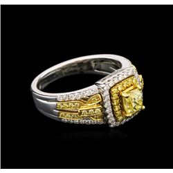 1.27ctw Fancy Yellow Diamond Ring - 18KT Two-Tone Gold